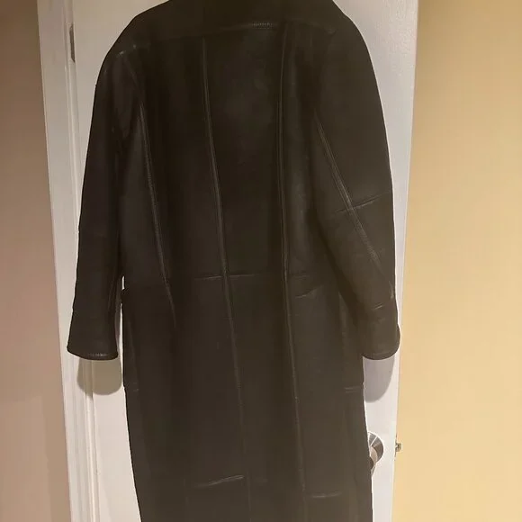 Leather and Shearling Black Coat